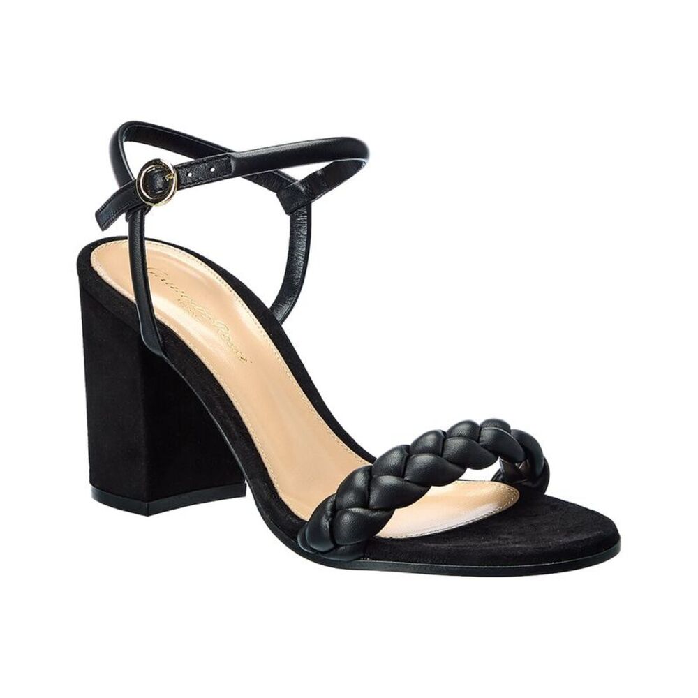 Gianvito Rossi Cruz 85 Leather & Suede Sandal, Black